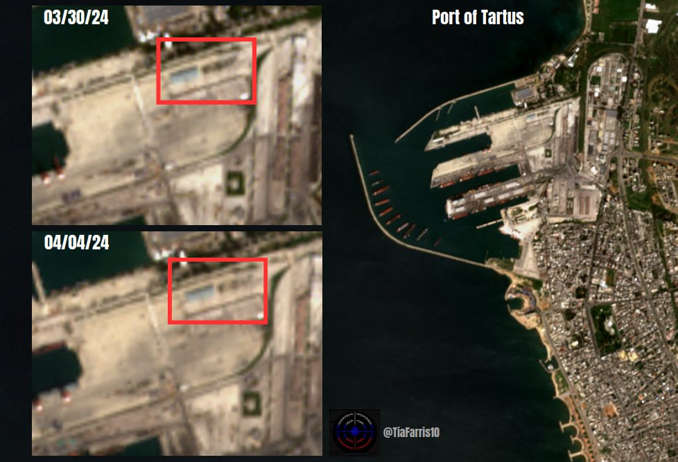 Satellite images of the Syrian port of Tartus in March–April 2024 / Defense Express / Artillery Flows from russia to Libya in 