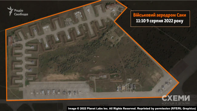 Satellite image of Saki airfield, Radio Svoboda, Defense Express
