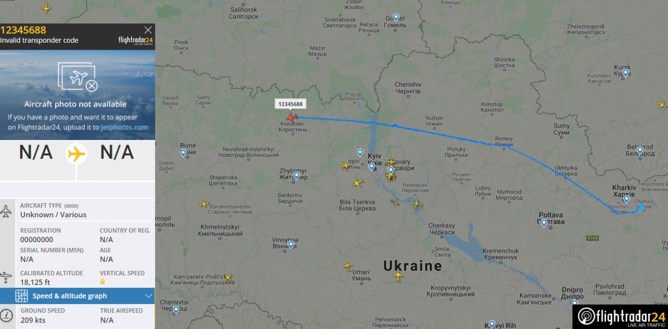 Defense Express, FlightRadar24,Turkish Bayraktar TB2 Patrolling Ukrainian Border