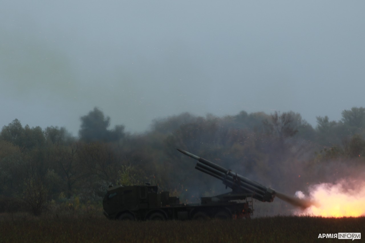 Burevii rocket artillery system in action, October 2022
