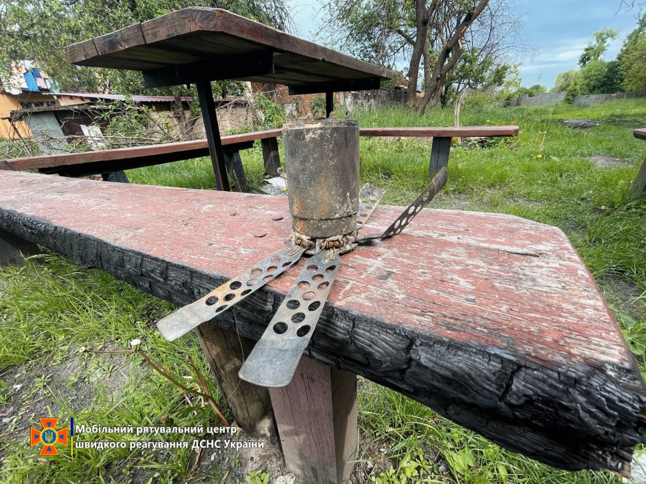 According to Ukrainian emergency services, this mine was found in a children's playground during demining works, the location is unspecified