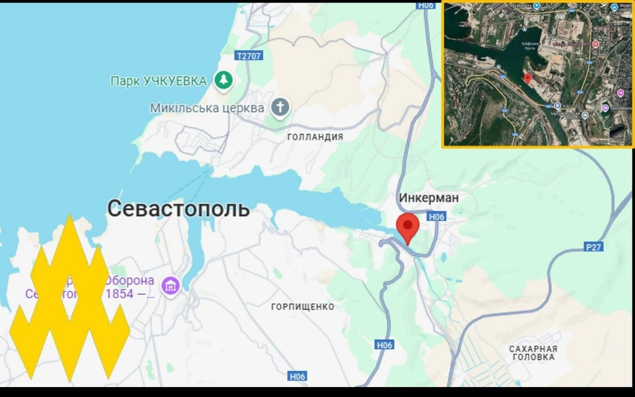 The Albatros Project 1124M ship' location Defense Express The Atesh Movement Sports russian Anti-Submarine Ship at Decommissioning Pier in Temporarily Occupied Sevastopol