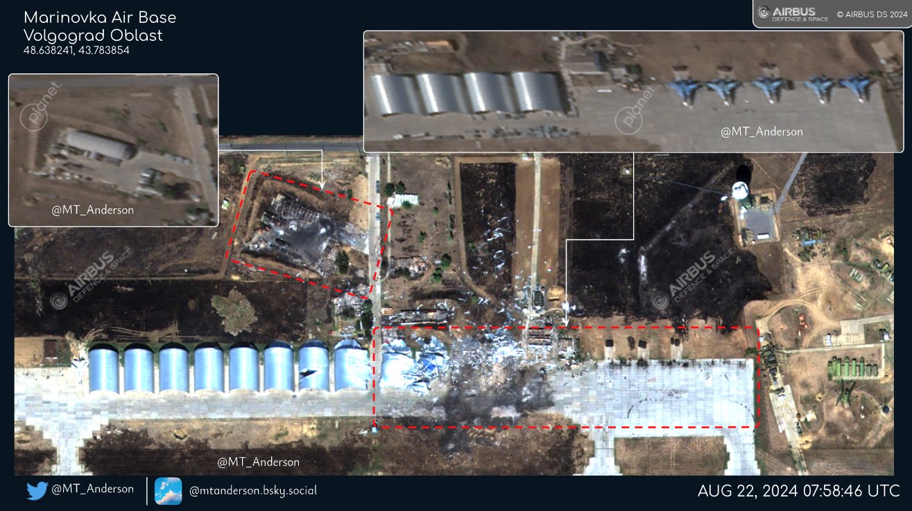 Satellite Images Show Aftermath of Strike on russian Marinovka Airbase, Defense Express