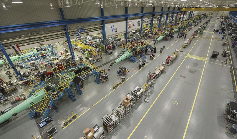 Apache helicopter production lines at Boeing