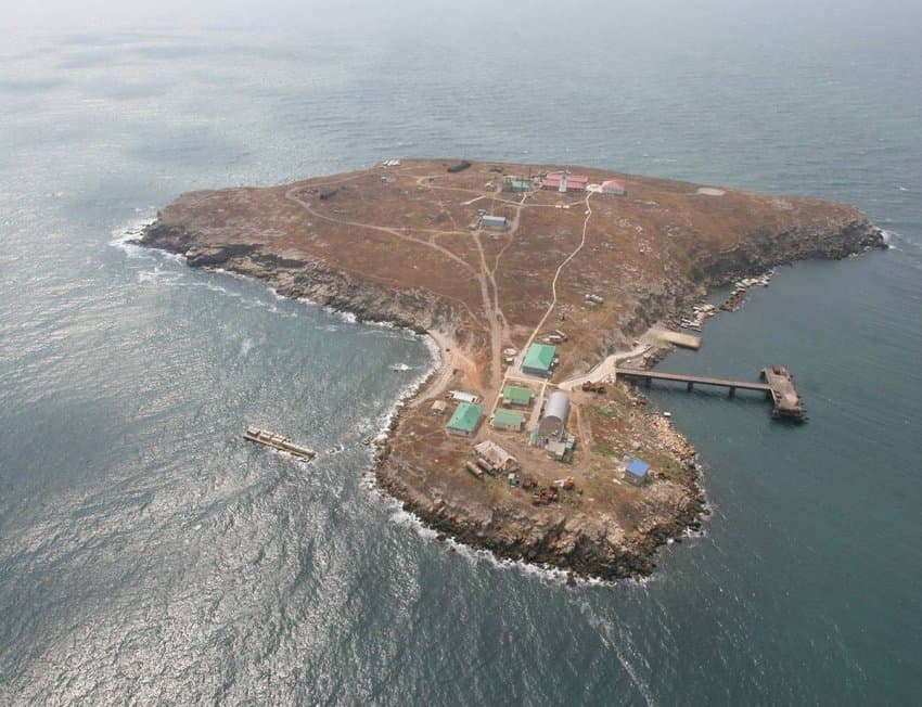 The Zmiinyi (Snake) Island, southern Ukraine, is located about 140 km to the south of big port city Odesa