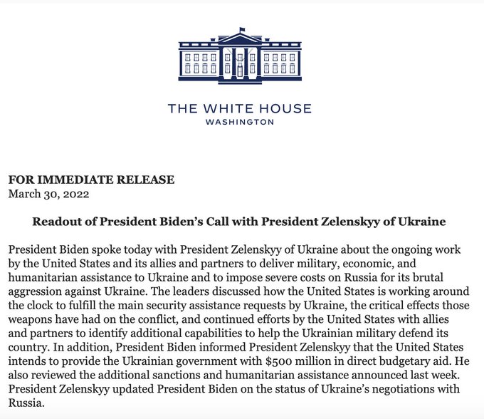 US to give Ukraine $500m in budget aid, Biden tells Zelenskiy, Defense Express