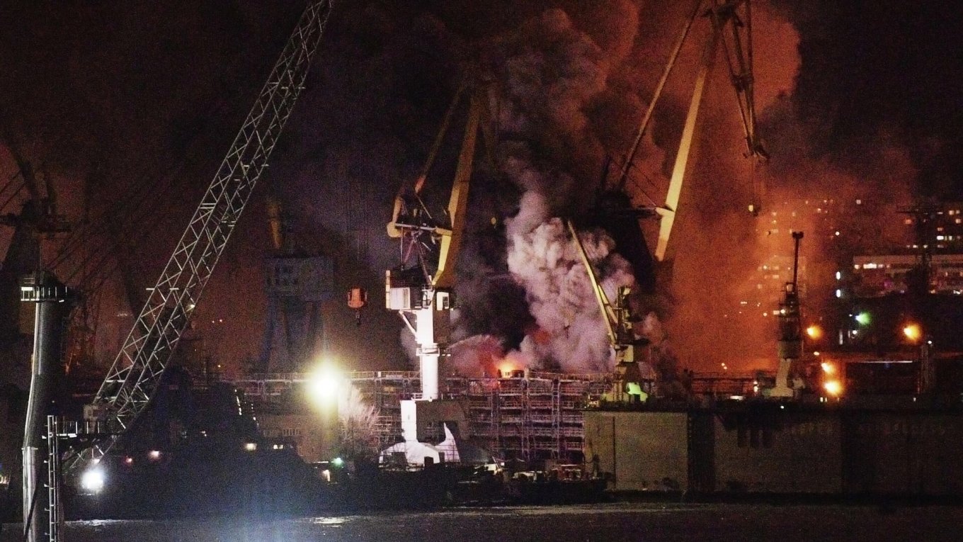 Satellite Imagery Suggests russian Boykiy Corvette Was Effectively Destroyed After Ukrainian Drone Attack in Kronstadt