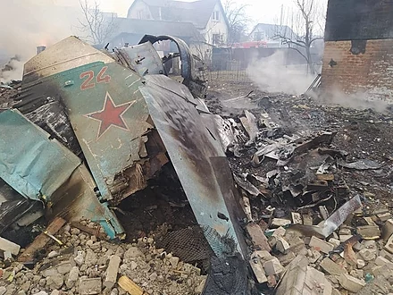 А Russian Su-34 with bombs shot down over Chernihiv on 5 March 2022, russian bomber strikes city of Belgorod Neighboring to border with Ukraine, Defense Express