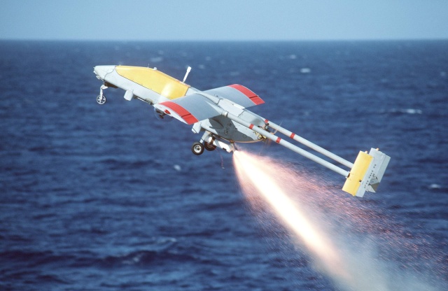 MQ-2 Pioneer UAV (RPV) launched off the stern of the USS Iowa in 1987