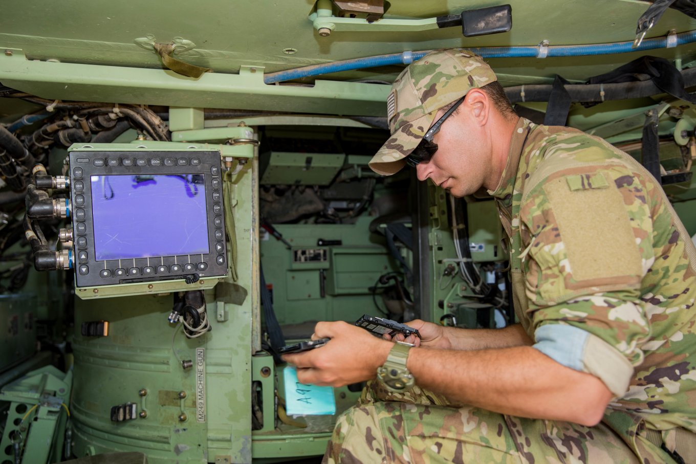 On-board tactical tablet inside Bradley M2A2