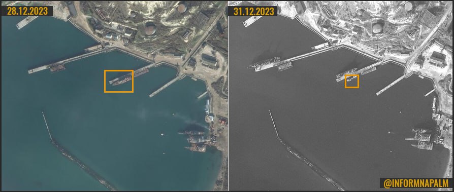 The Atesh movement reported the incident and InformNapalm confirmed it through satellite imagery Defense Express Defense Express’ Weekly Review: russian A-50 Status, Sevastopol Patrol Vessel Incident, Ukrainian-Turkish Collaboration and russian Artillery Brigade Capacity