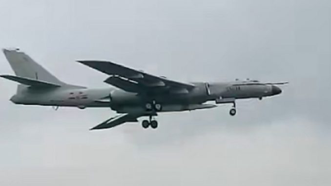 Chinese H-6 bomber midflight with a probable adapted DF-17 hypersonic missile, 2020