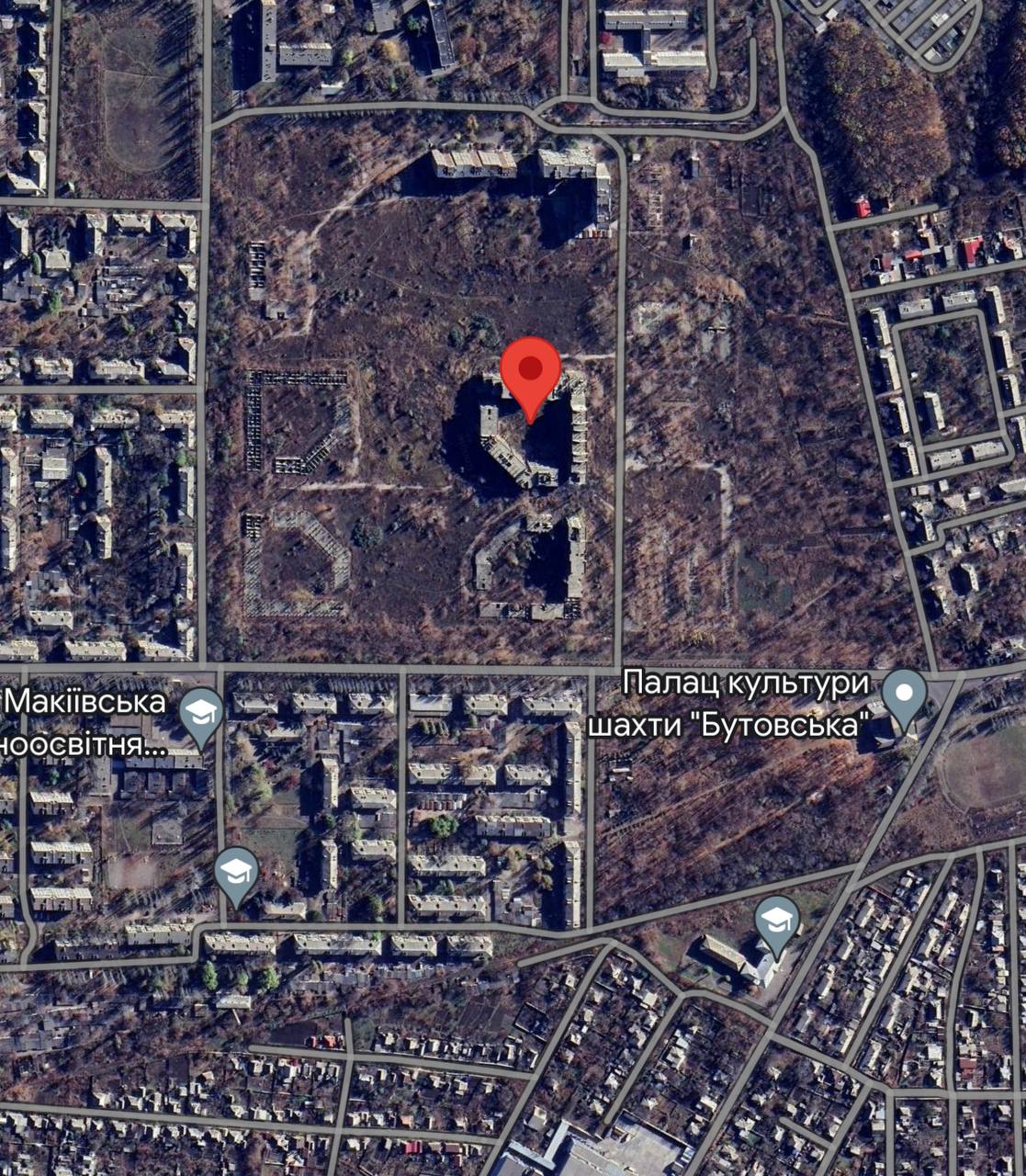 The location of russian ammunition warehouse Defense Express Ukrainian Forces Destroyed russian Warehouse with Grad Launchers Ammunition in Makiivka