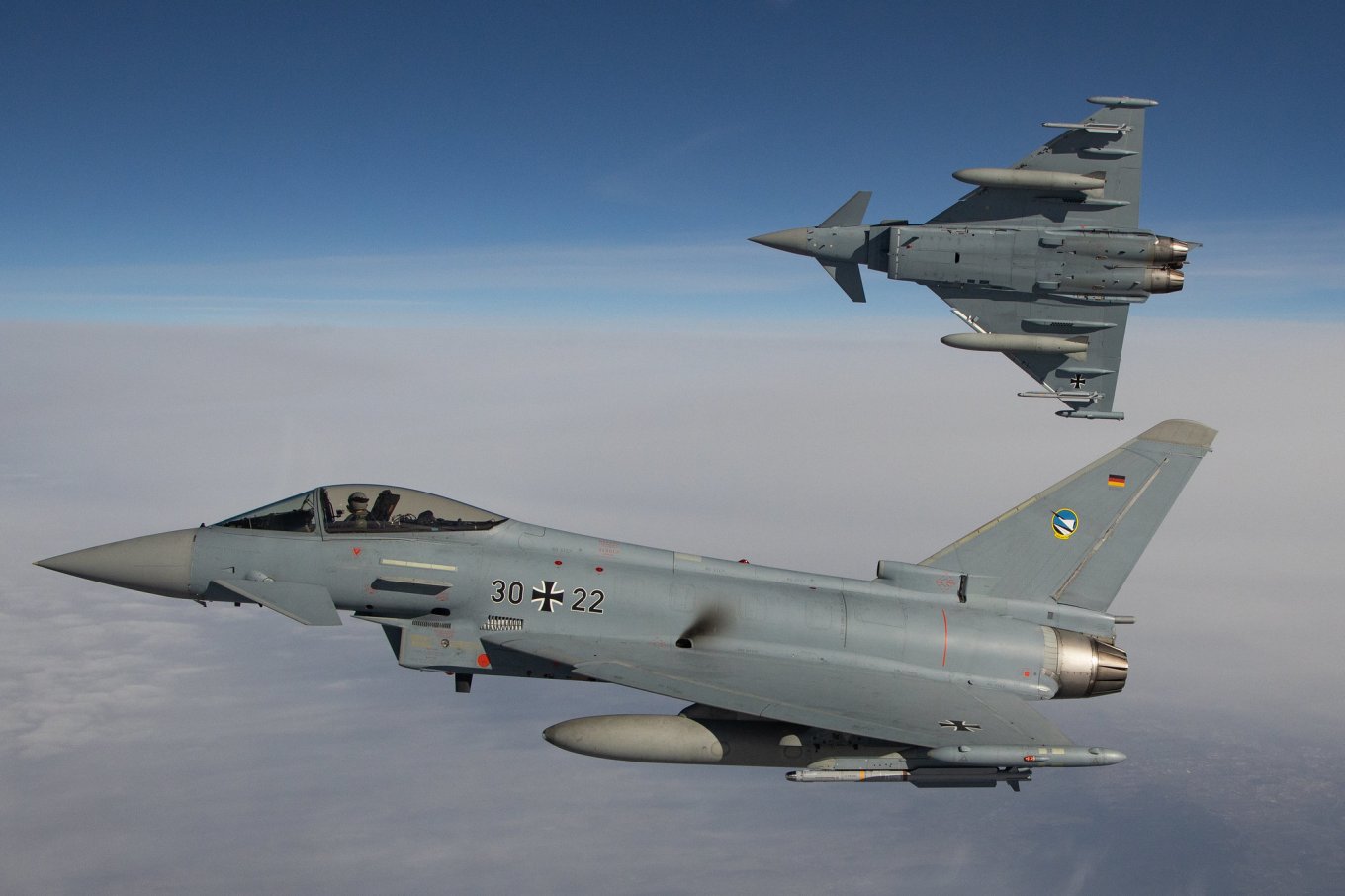 IRIS-T missile mounted under the wing of a Eurofighter