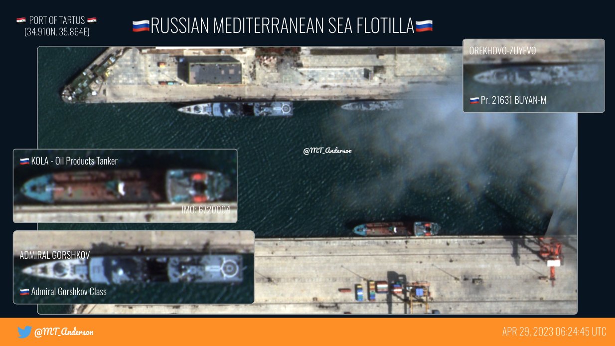 russian warships in Tartus port, Syria. April 22, 2023