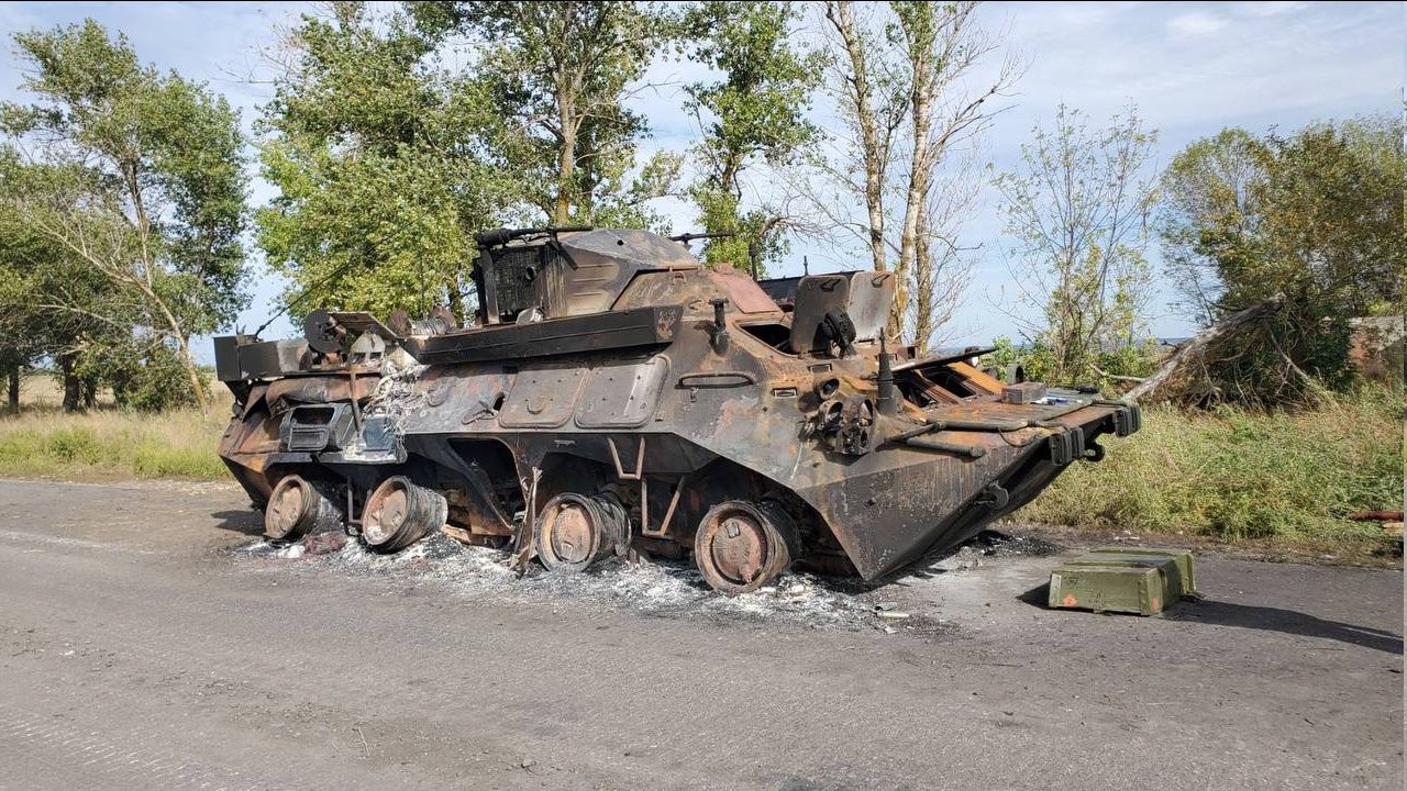 A russian R-149MA1 command and staff vehicle was also lost in the vicinity of Shevchenkove, Kharkiv region, when a convoy was ambushed, Defense Express