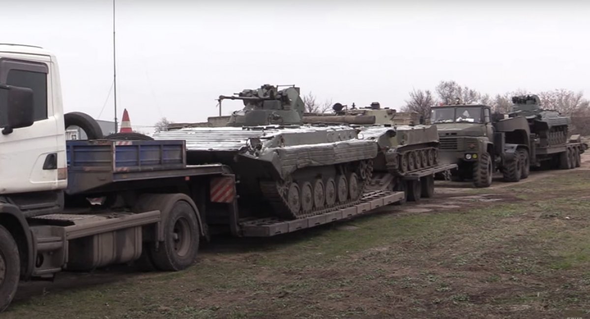Armored fighting vehicles, seized from the russians back in 2022, repaired and refurbished, on their way to the units of the Armed Forces of Ukraine, December 2023