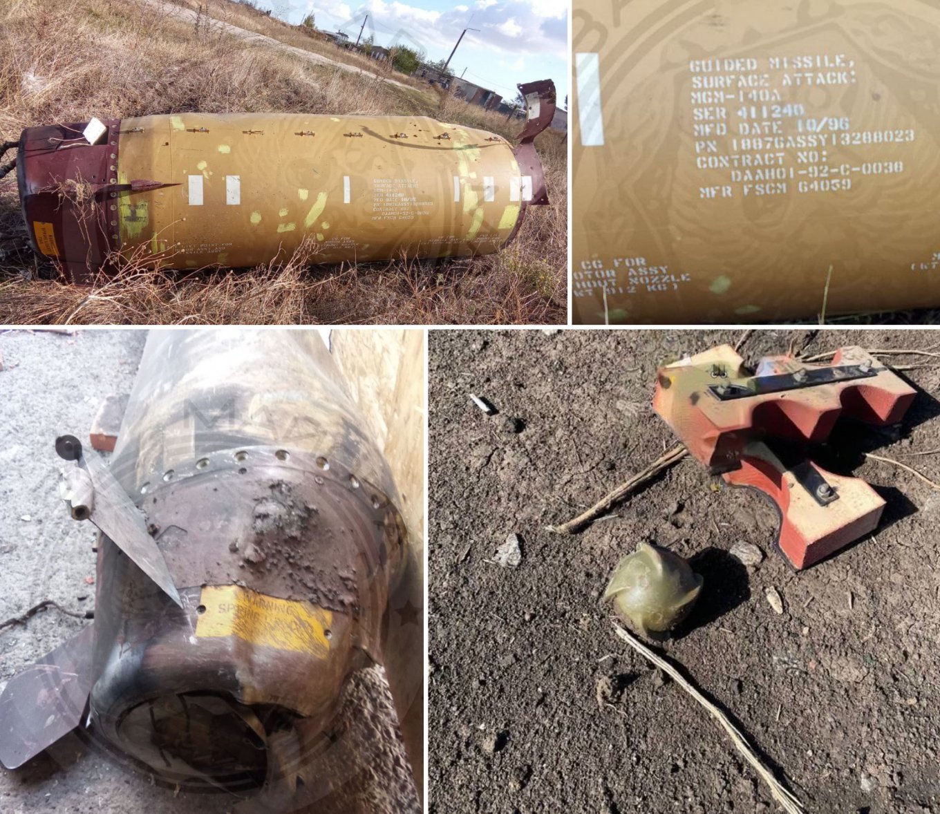 Fragments of the MGM-140A missile, known also as M39 or ATACMS Block I, found by Russians in Berdiansk