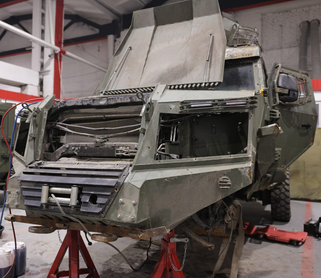 A Gyurza under repair after sustaining damage in combat / Defense Express / How Gyurza APC Proves Itself in Combat: Surviving Landmines, Drones, and Bullets