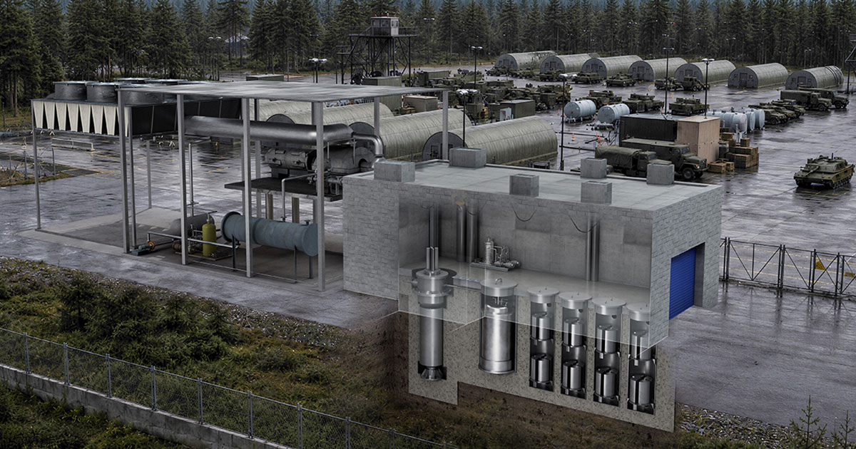 The U.S. Army Contracts to Install First Nuclear Reactors on Military Bases – Is It About War With China, GA-TE microreactor by General Atomics Electromagnetic Systems at a notional military installation