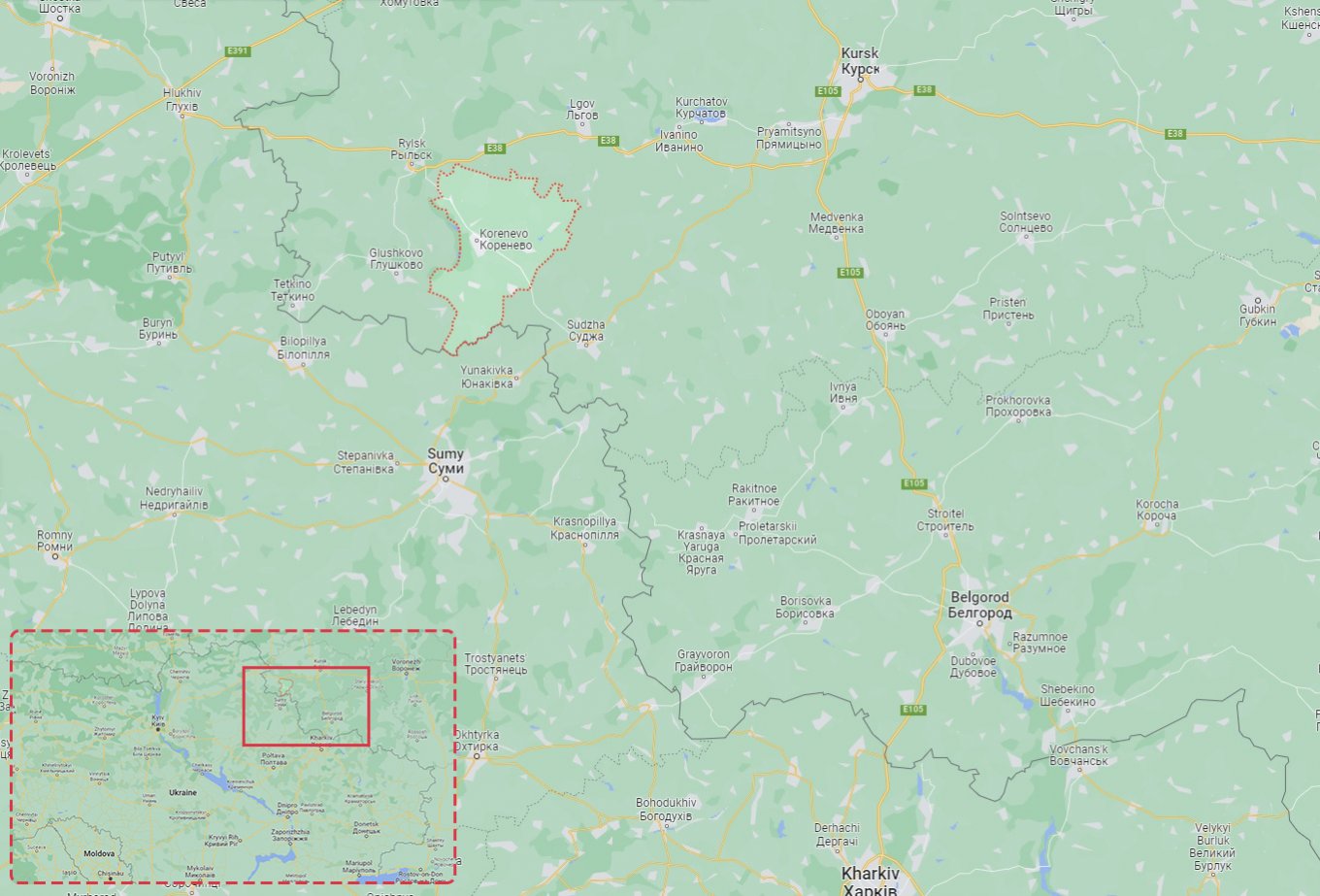 Another region of borderline disturbance is the Korenevsky District northwest of Belgorod