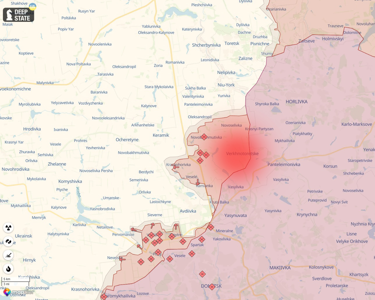 The approximate location of the spotted russian armor accumulation point