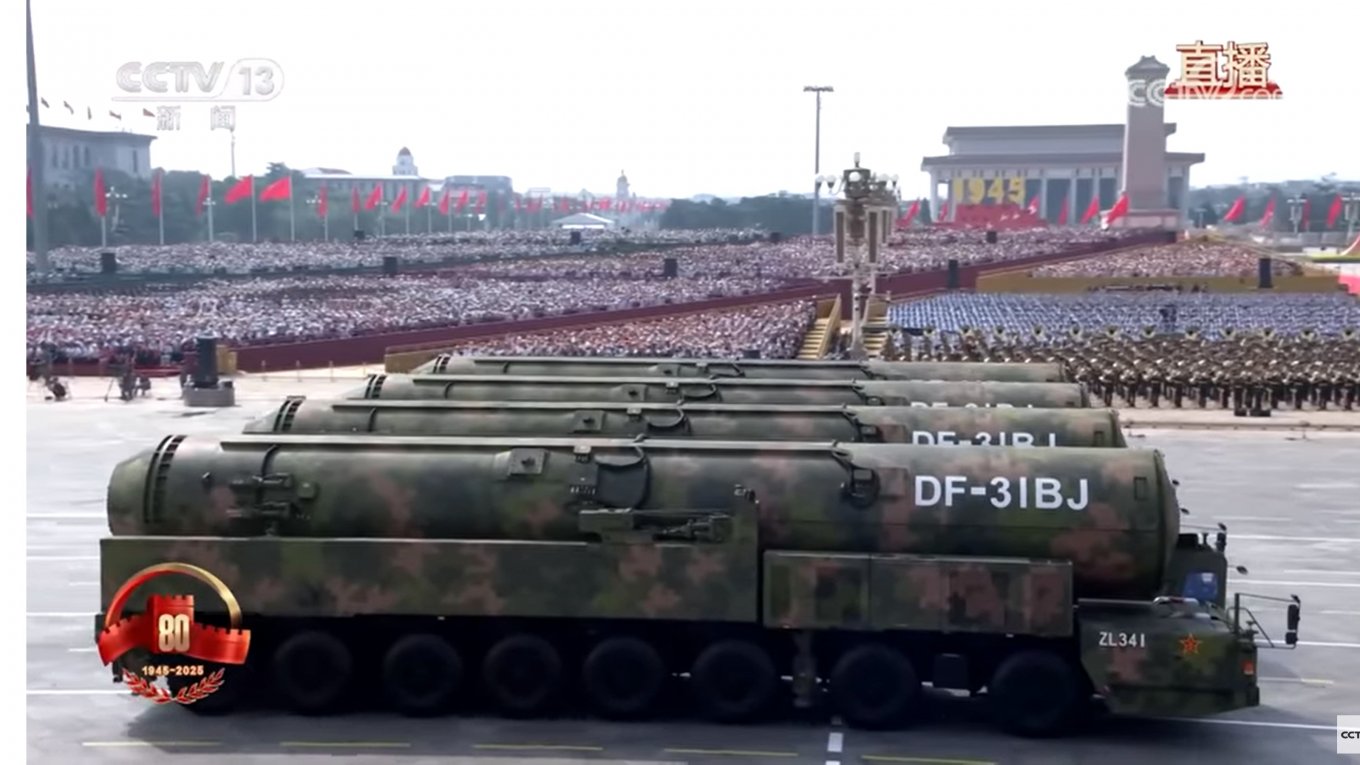 China Showcases DF-61 Intercontinental Ballistic Missile, Parade in Beijing, DF-31 land-based ICBM