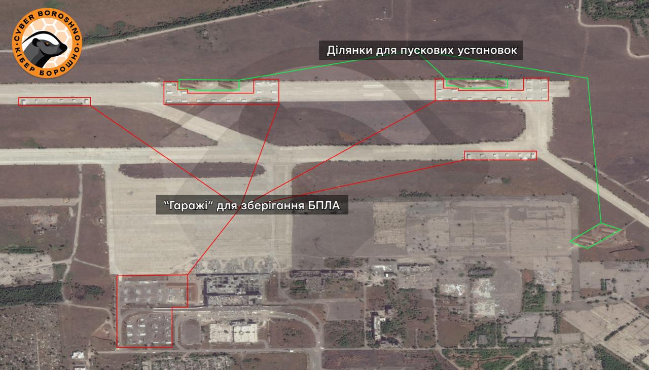 russians build a new drone preparation and launch site in the occupied territories of Ukraine / Defense Express / Satellite Shows Where russia is Building New Droneport for Shahed-136 and Gerbera UAVs