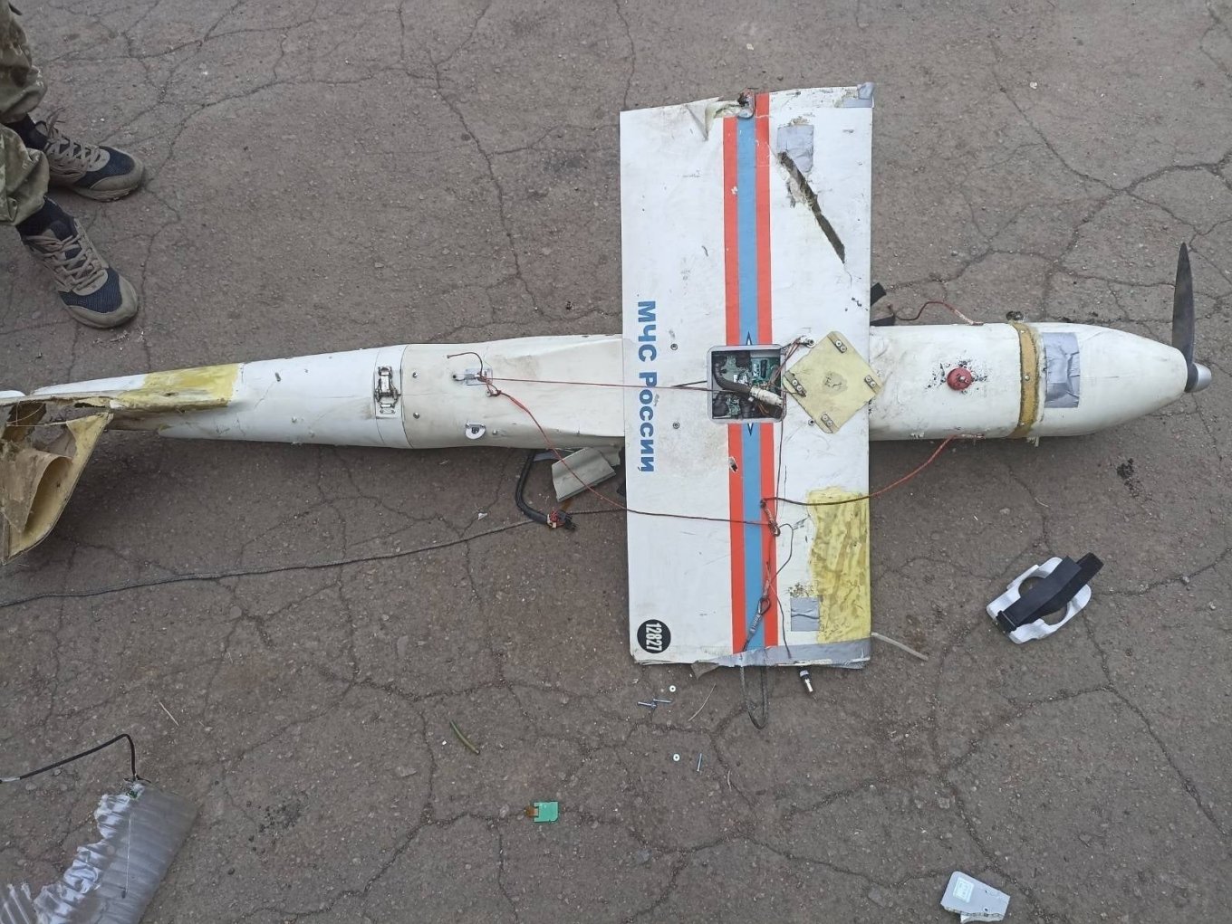 Russian dron Orlan-10, that was destroyed by Ukrainian troops