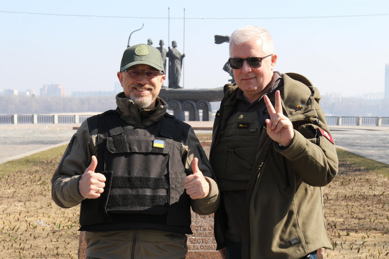 Defense Express / Ukrainian MoD Oleksii Reznikov (left) with Lithuanian MoD Arvydas Anušauskas (right), who has become is the first foreign defense minister to come to Ukraine in person since February 24 / Day 28th of Ukraine's Defense Against Russian Invasion (Live Updates)