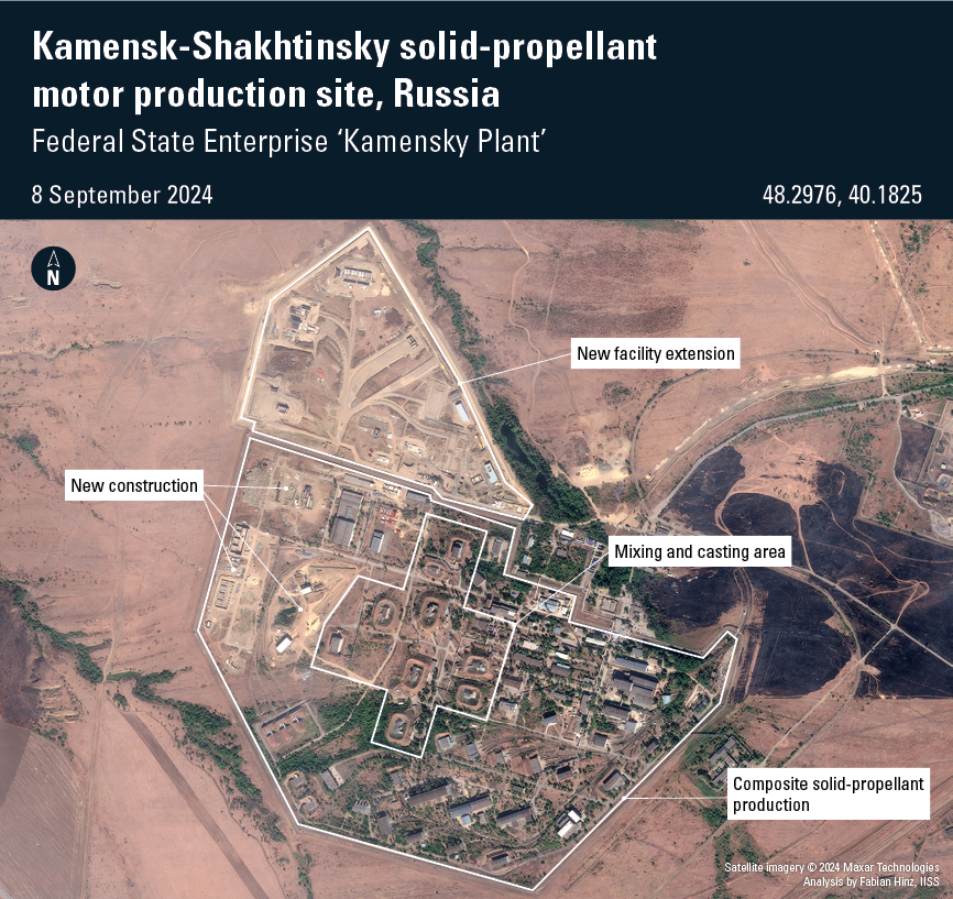 Ukraine Officially Confirmed Strike on russia’s Solid Propellants Producing Facility, Expansion of production capacities of the Kamensky Plant in September 2024, satellite image from Maxar, IISS reports, Defense Express