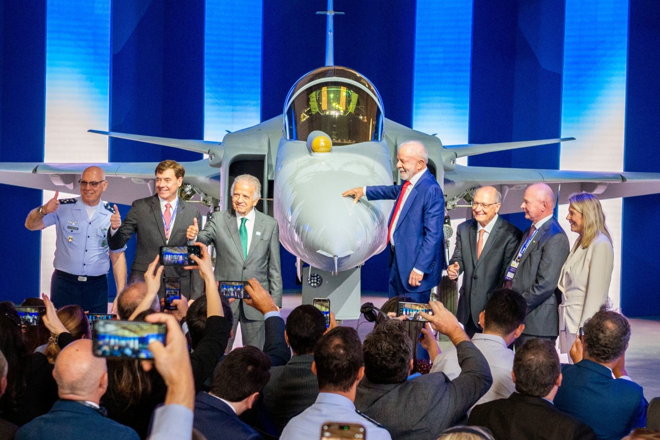 First Gripen E, whose assembly (and also individual component production) took place in Brazil
