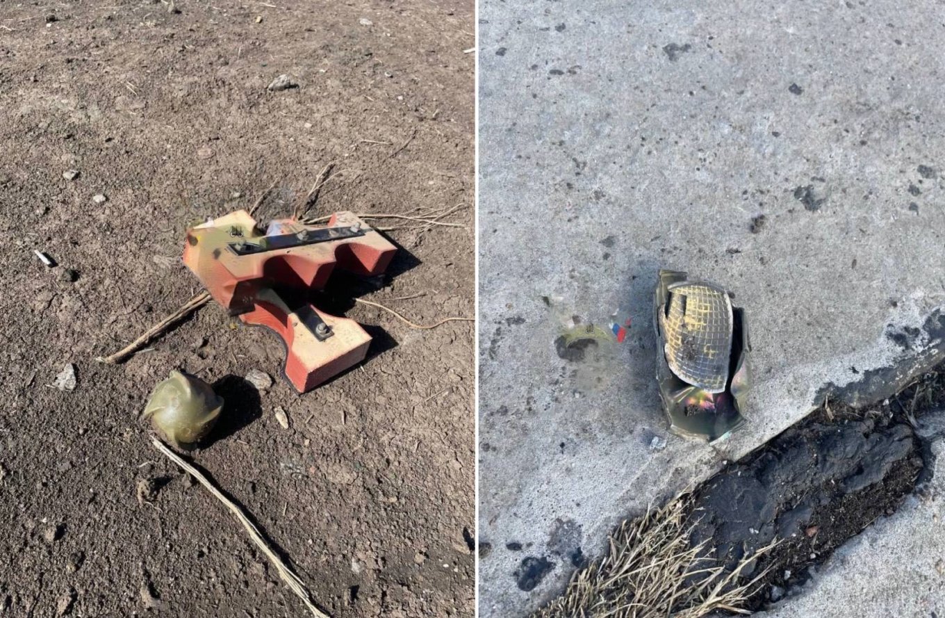 Photos of submunitions shown by Russian military bloggers