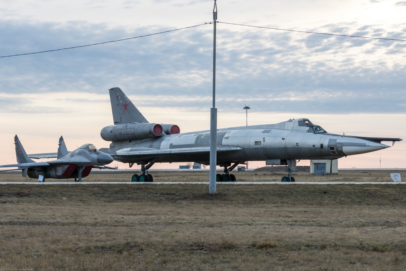 Soviet Tu-22UD supersonic bomber as a museum exhibit at russian Engels airport