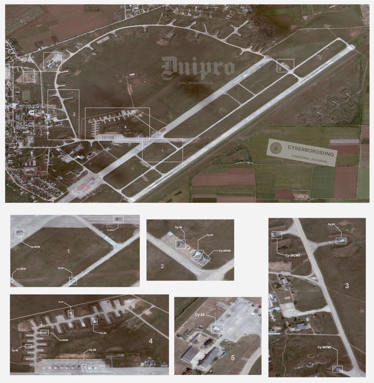 russian aircraft spotted on satellite images from May 2024 / Defense Express / Which Aircraft Could Be Stationed at Saky Airfield When Ukrainian Strike Reached