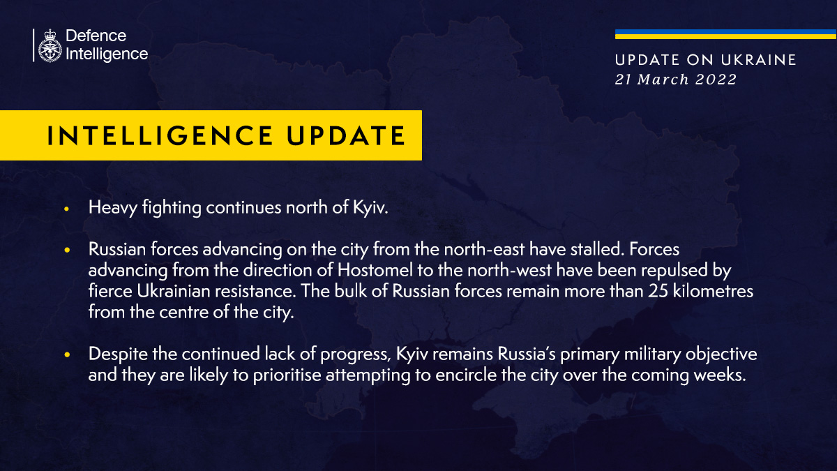 Latest British Defence Intelligence update on the situation in Ukraine - 21 March 2022, Defense Express, war in Ukraine, Russian-Ukrainian war