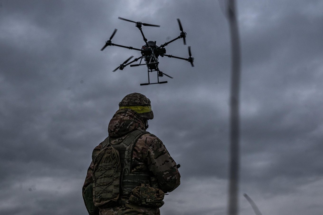 Ukrainian soldier launches a UAV