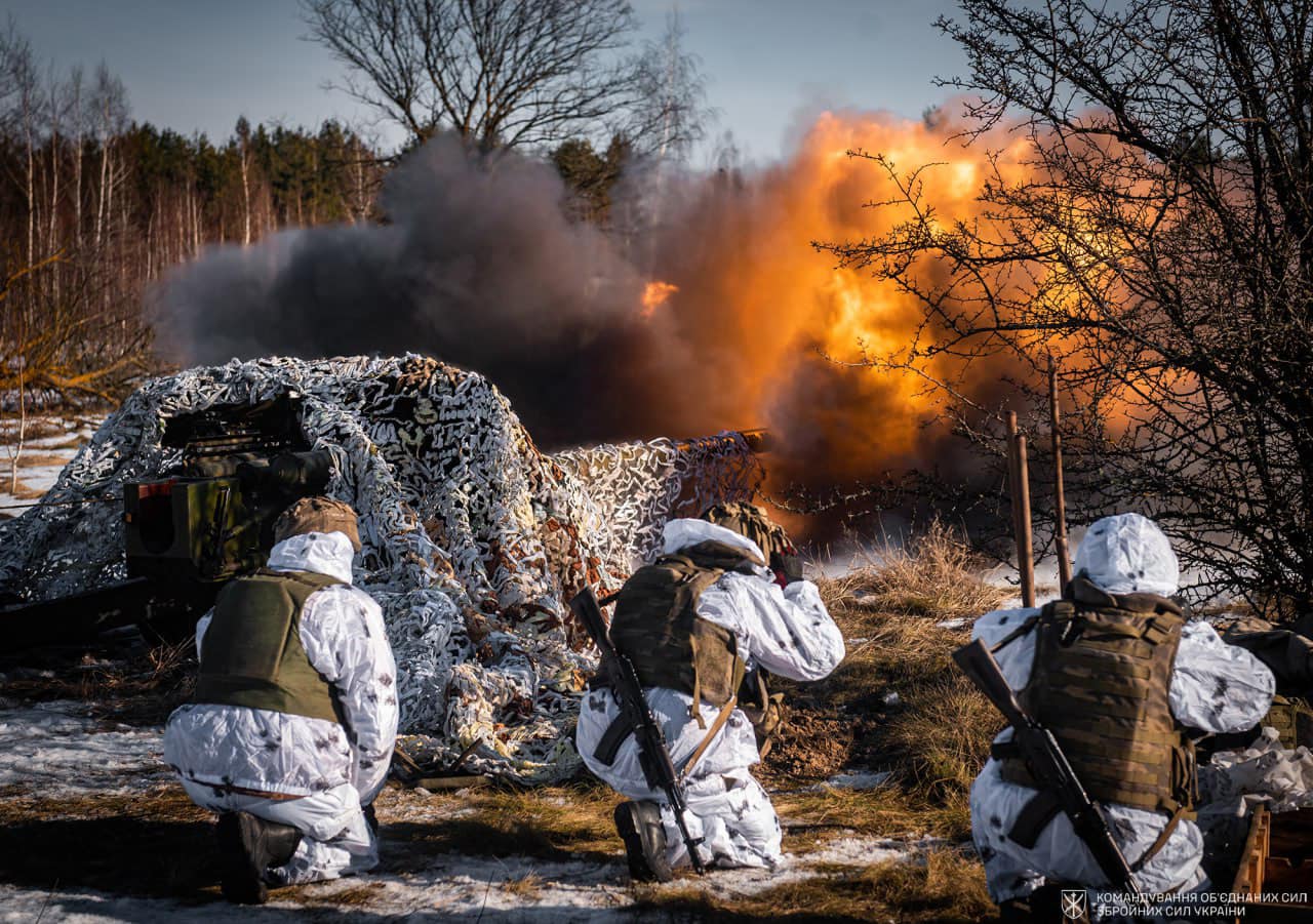 Ukrainian soldiers at live fire training using an MT-12 Rapira