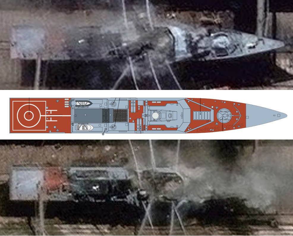 Satellite Imagery Suggests russian Boykiy Corvette Was Effectively Destroyed After Ukrainian Drone Attack in Kronstadt