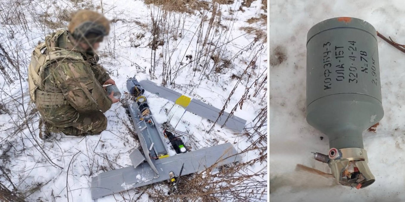 One of the new russian OWA drones downed and collected by Ukrainian troops, and its warhead /