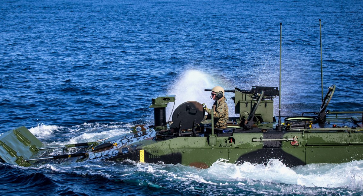 U.S. Marine Corps ACV amphibious vehicle during water operations