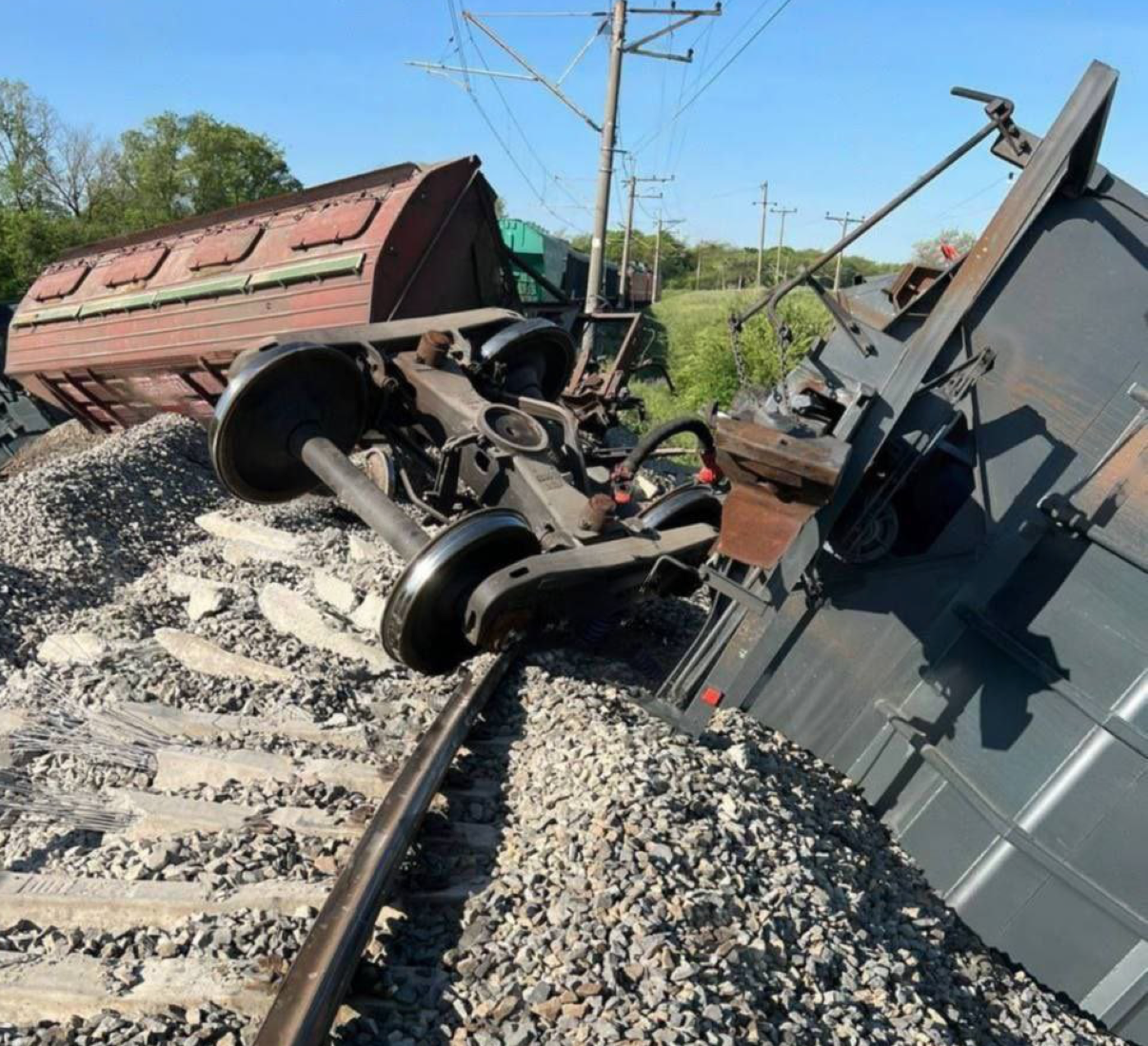 Derailed russian train near Simferopol, Crimea, May 18 Defense Express The UK Defense Intelligence: Train Derailment near Simferopol Disrupts Supply Line to russia's Black Sea Fleet