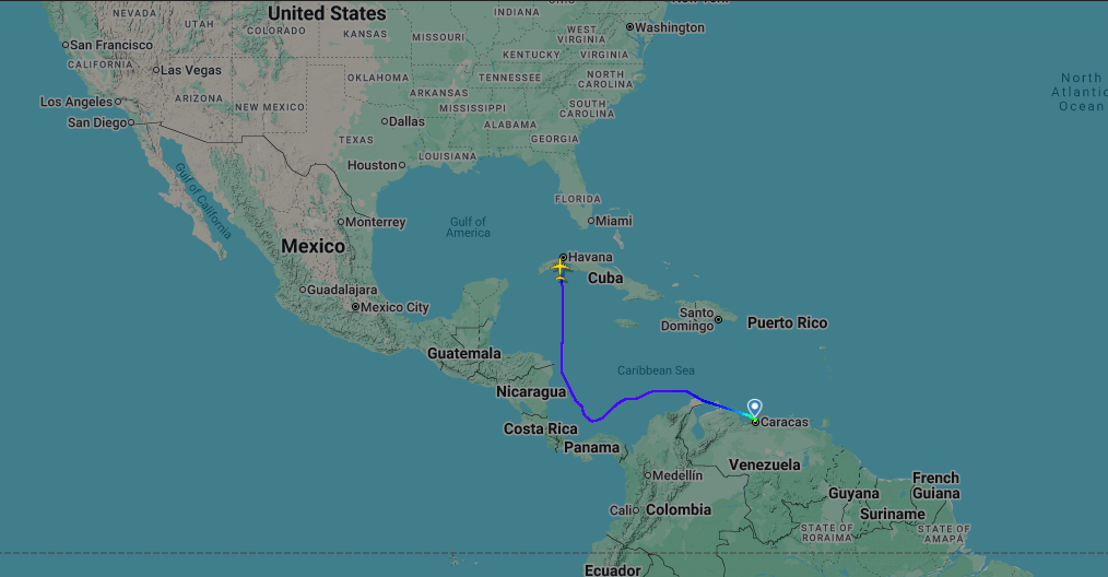 What russians Deliveres to Venezuela by Il-76TD strategic airlifter While US Is Preparing For Possible Invasion, the Il-76TD route from Venezuela to Cuba after a 45-hour stay in Caracas