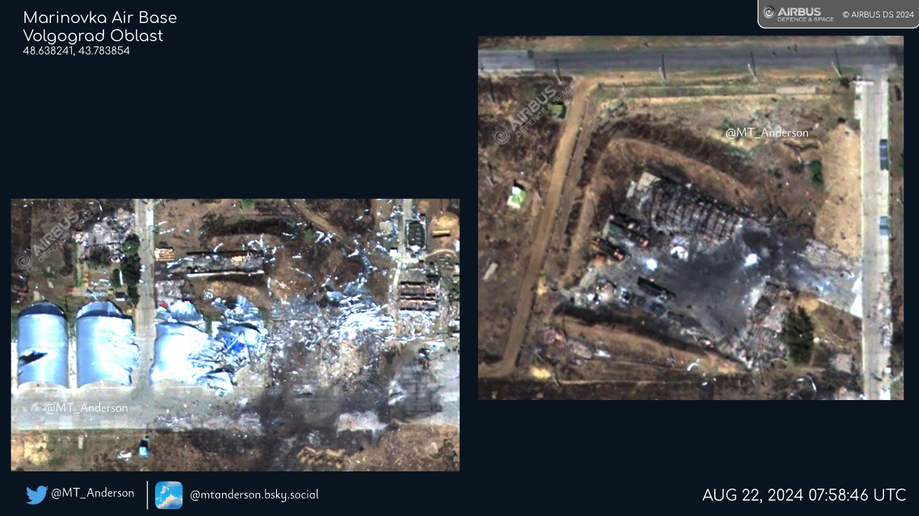 Satellite Images Show Aftermath of Strike on russian Marinovka Airbase, Defense Express