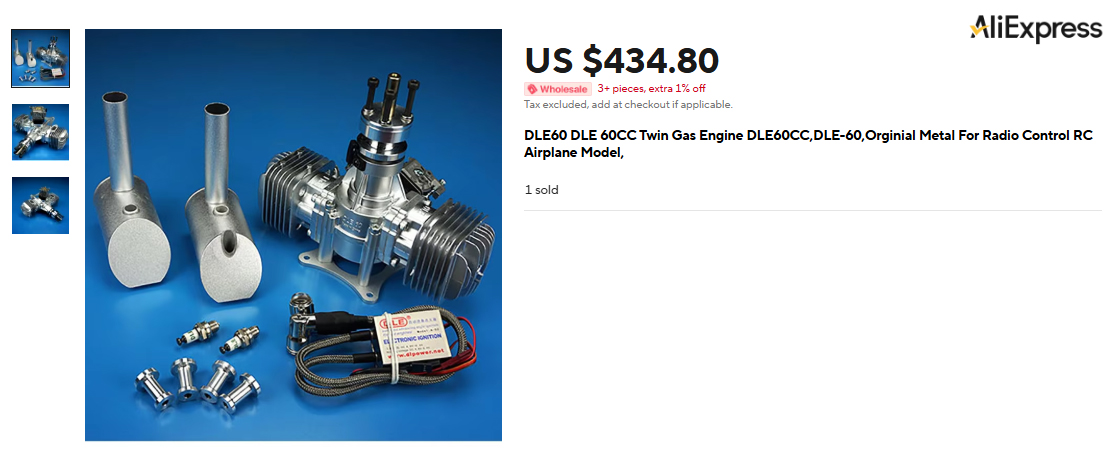 The market price for a DLE60 engine in China / Defense Express / They Can't Even Make a Foam Drone Without China: Skywalker Technology Developed Gerbera Killer Drones For russia