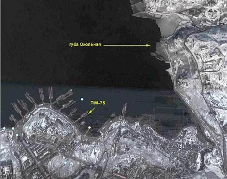 Location of the missile storage facility in Okolnaya Bay