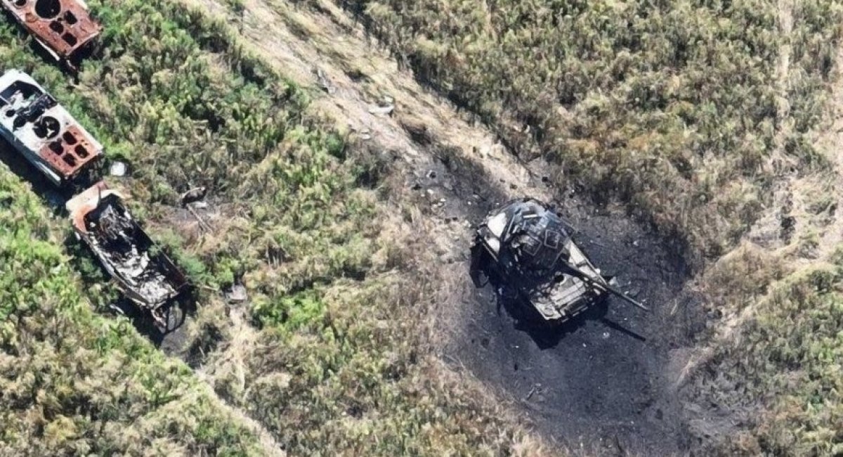 russian military equipment destroyed during the battles for Spirne village, Donetsk Region / Photo credit: OSINTua on X