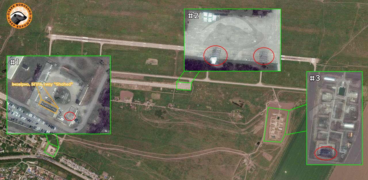 russian Primorsko-Akhtarsk airfield after the attack on August 1, 2025 / Defense Express / Shahed Launch Site Under Attack: Satellite Imagery Confirms russian Losses at Primorsko-Akhtarsk Airfield