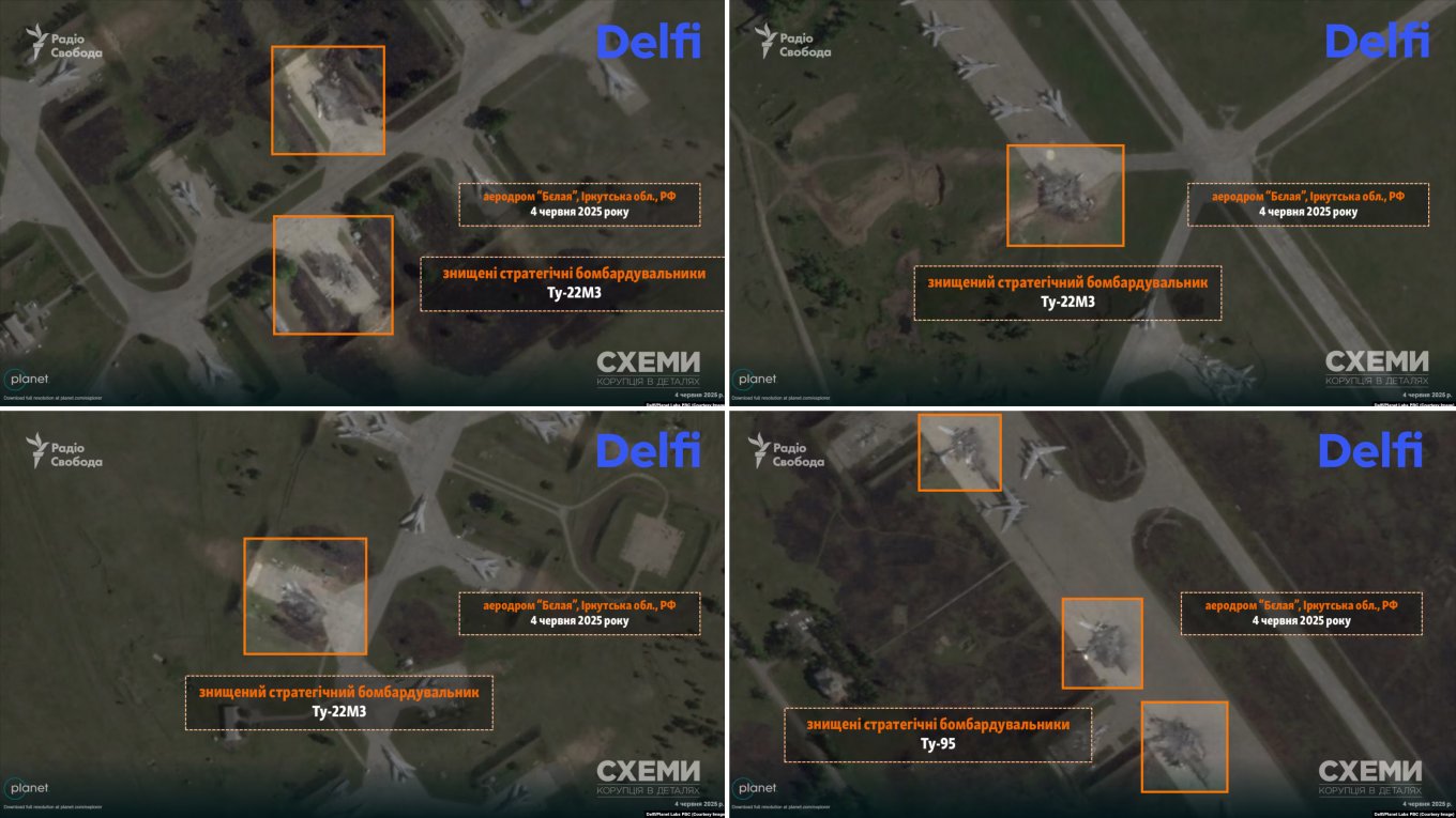 Defense Express / russia is Trying its Hardest to Hide Destroyed Tu-95MS, Tu-22M3 at Airfields After Ukrainian Operation Spider's Web