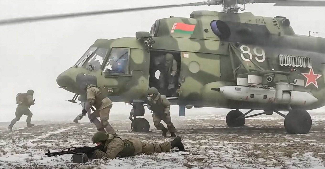 Soldiers from Belarus and Russia take part in a joint exercise at a firing range in Belarus